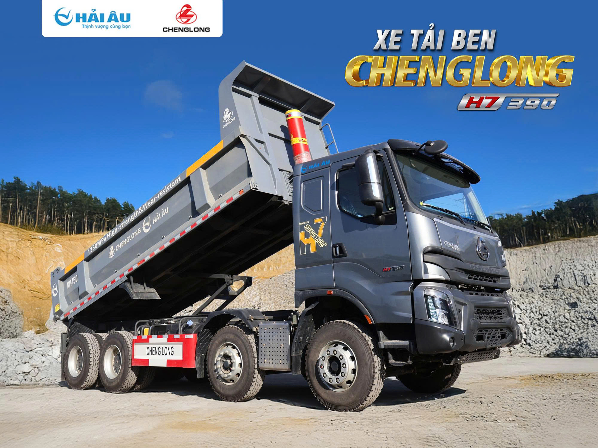 XE TẢI BEN CHENGLONG H7 390HP (8X4) CẦU DẦU